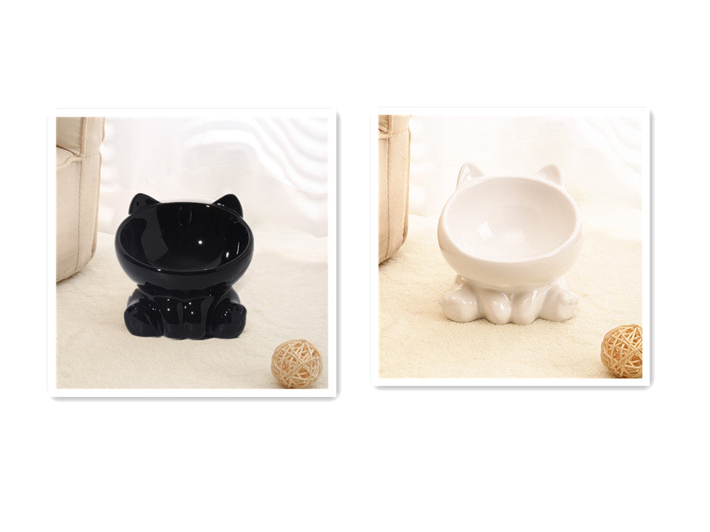 Ceramic Cat Bowl — Cat-Ear Elevated Feeding Bowl