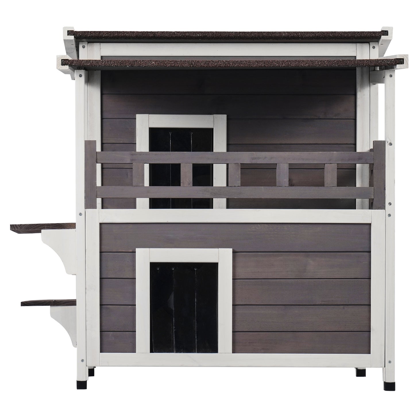 VEVOR Outdoor Cat House 2-story Wooden Feral Cat Shelter With Balcony & Roof