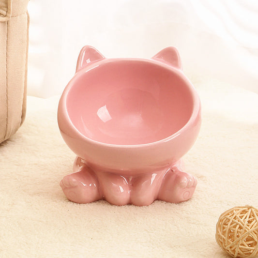 Ceramic Cat Bowl — Cat-Ear Elevated Feeding Bowl
