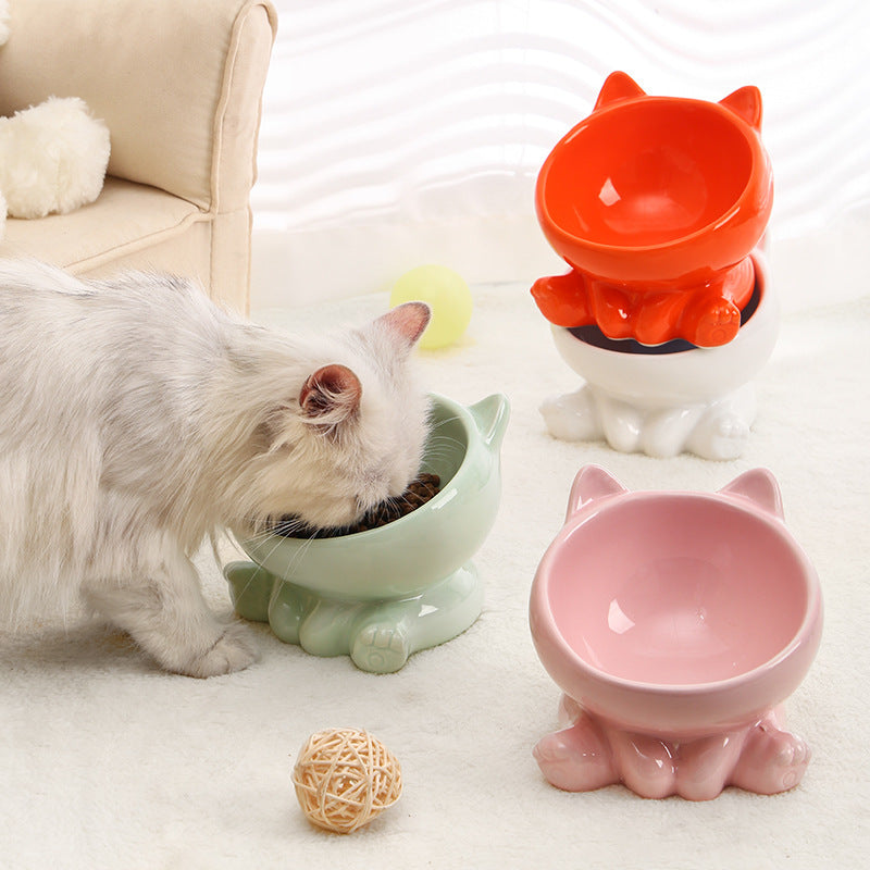 Ceramic Cat Bowl — Cat-Ear Elevated Feeding Bowl