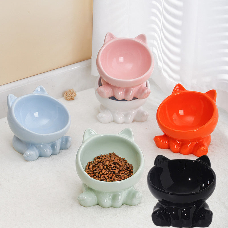 Ceramic Cat Bowl — Cat-Ear Elevated Feeding Bowl