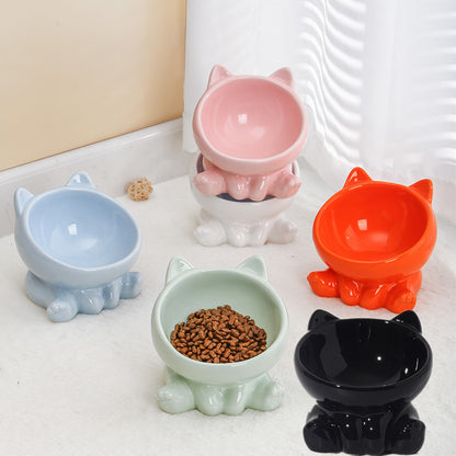 Ceramic Cat Bowl — Cat-Ear Elevated Feeding Bowl