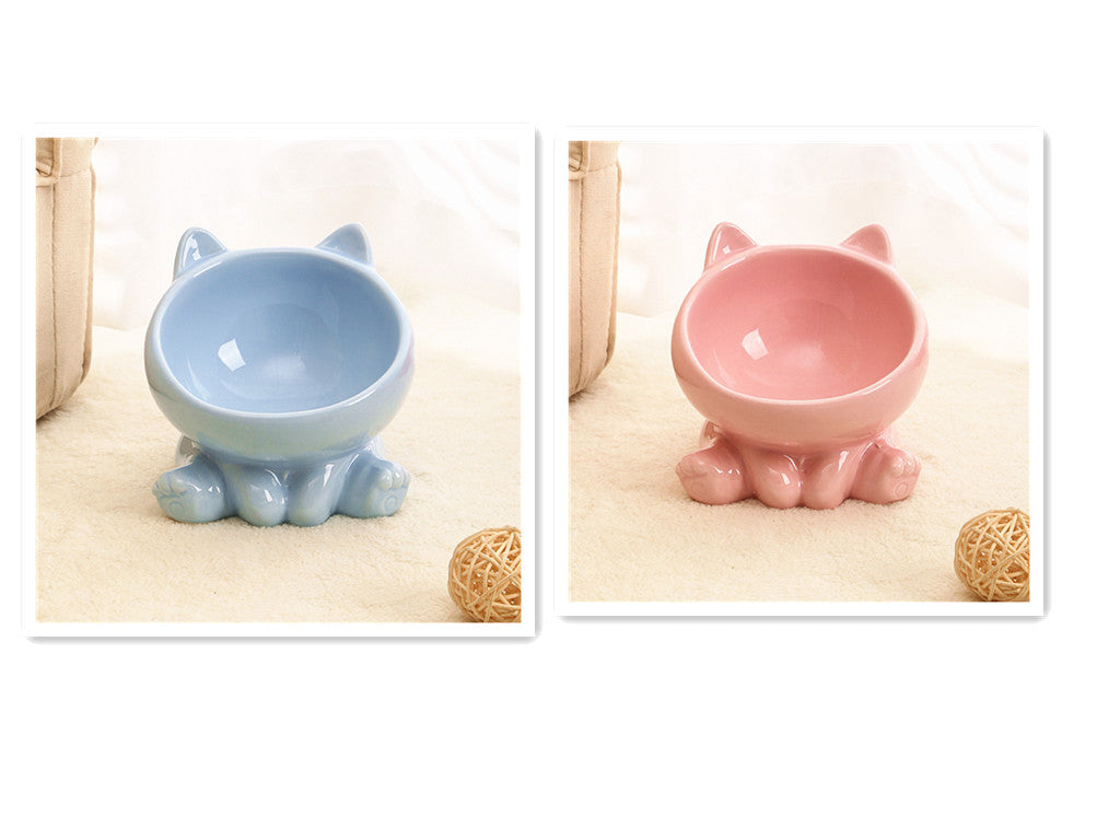 Ceramic Cat Bowl — Cat-Ear Elevated Feeding Bowl