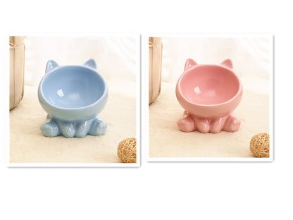 Ceramic Cat Bowl — Cat-Ear Elevated Feeding Bowl